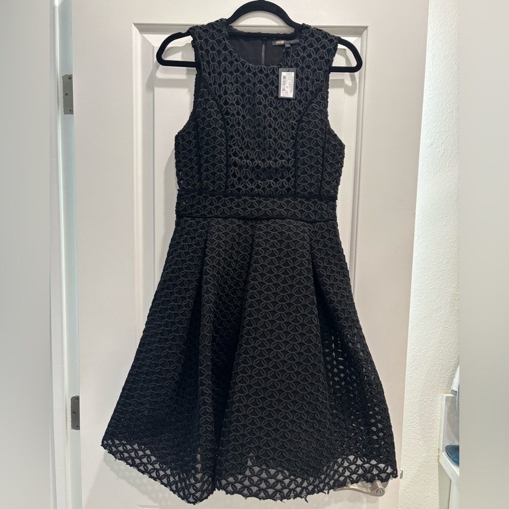 NWT👗Black Textured Fit & Flare Dress